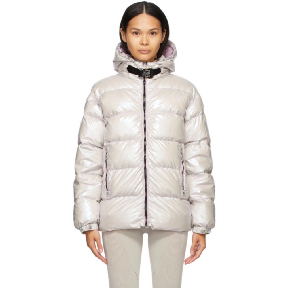 Moncler Shimmering Silver Puffer Coat